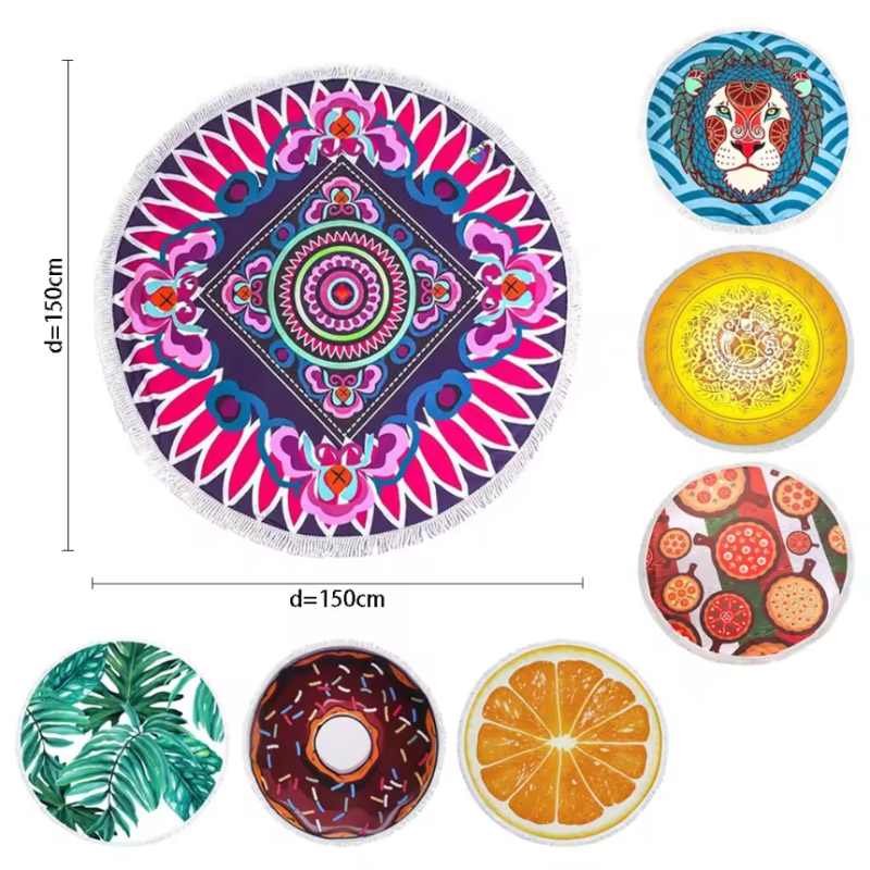 DSB200J Custom Microfiber Round Beach Mat Towel 